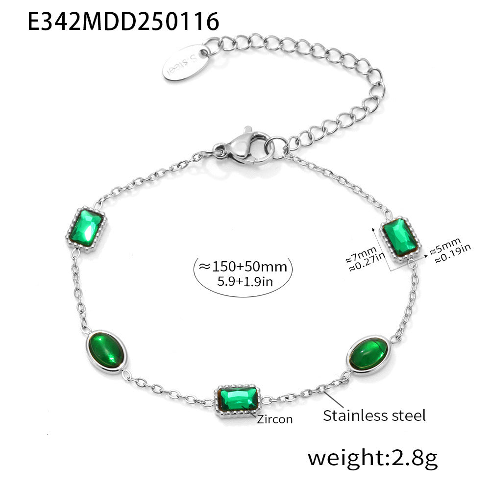 Pulseras de acero inoxidable hechas a mano con incrustaciones de circonita