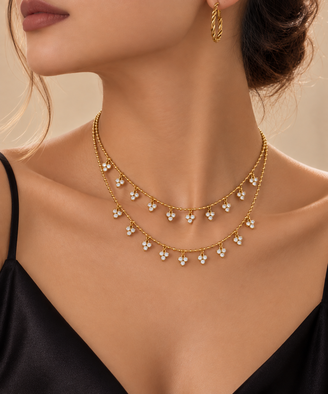 Small Triangular Tassel Small Zircon Stainless Steel Necklace