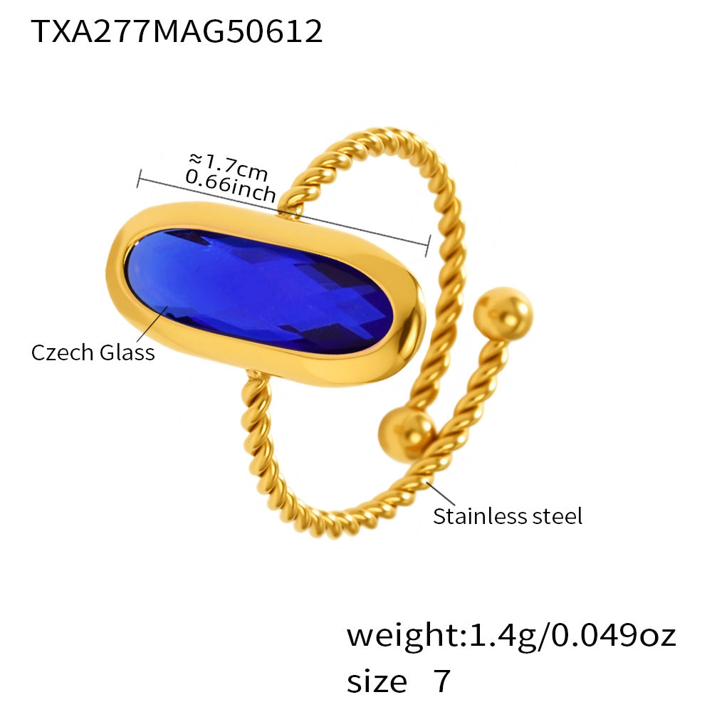 Anillos roscados de vidrio checo con bolas de acero roscadas