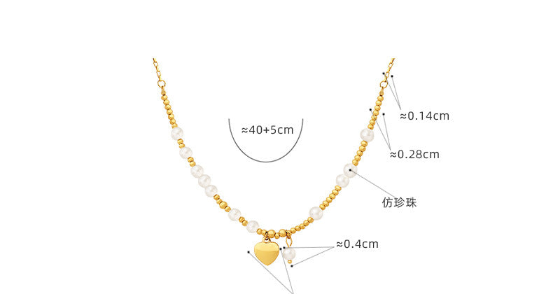 Collar con colgante de corazón de cuentas y perlas artificiales | Dulce y minimalista