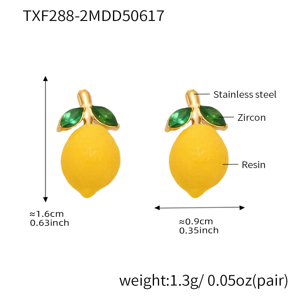 Pendientes de resina con forma de margarita y limón