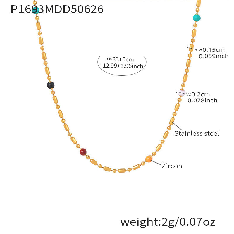 Collar con dije de circonita "Little Love" | Acero inoxidable multicapa
