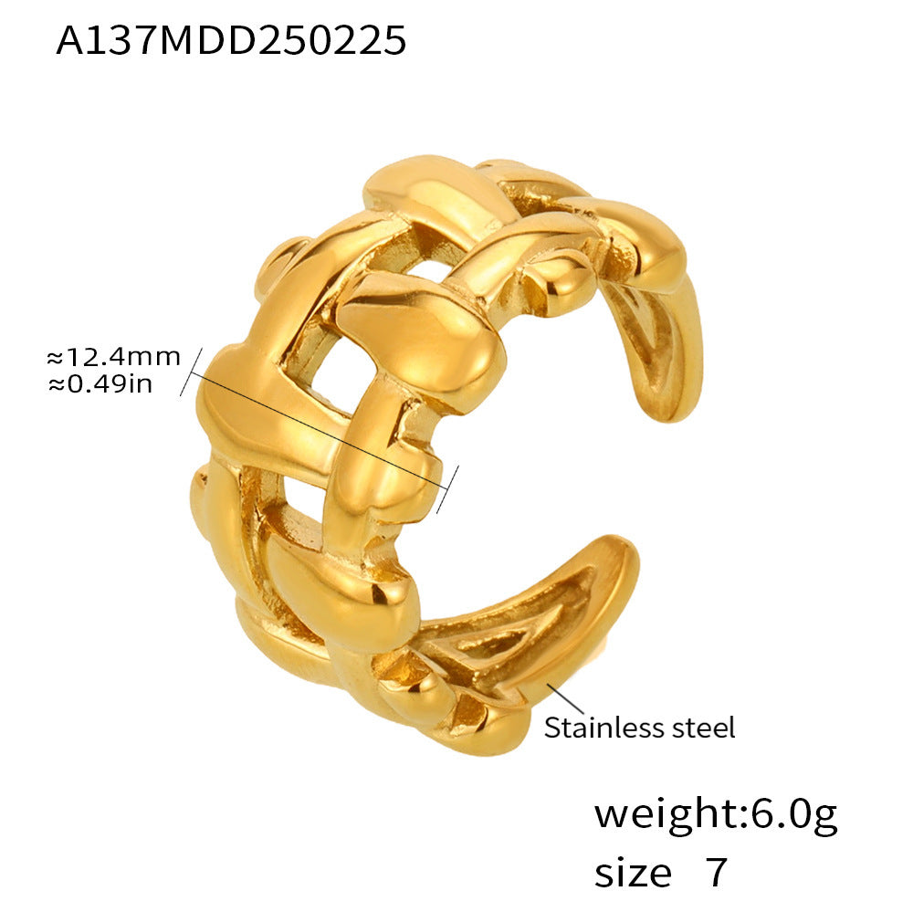 Anillo abierto pesado tejido hueco de acero inoxidable