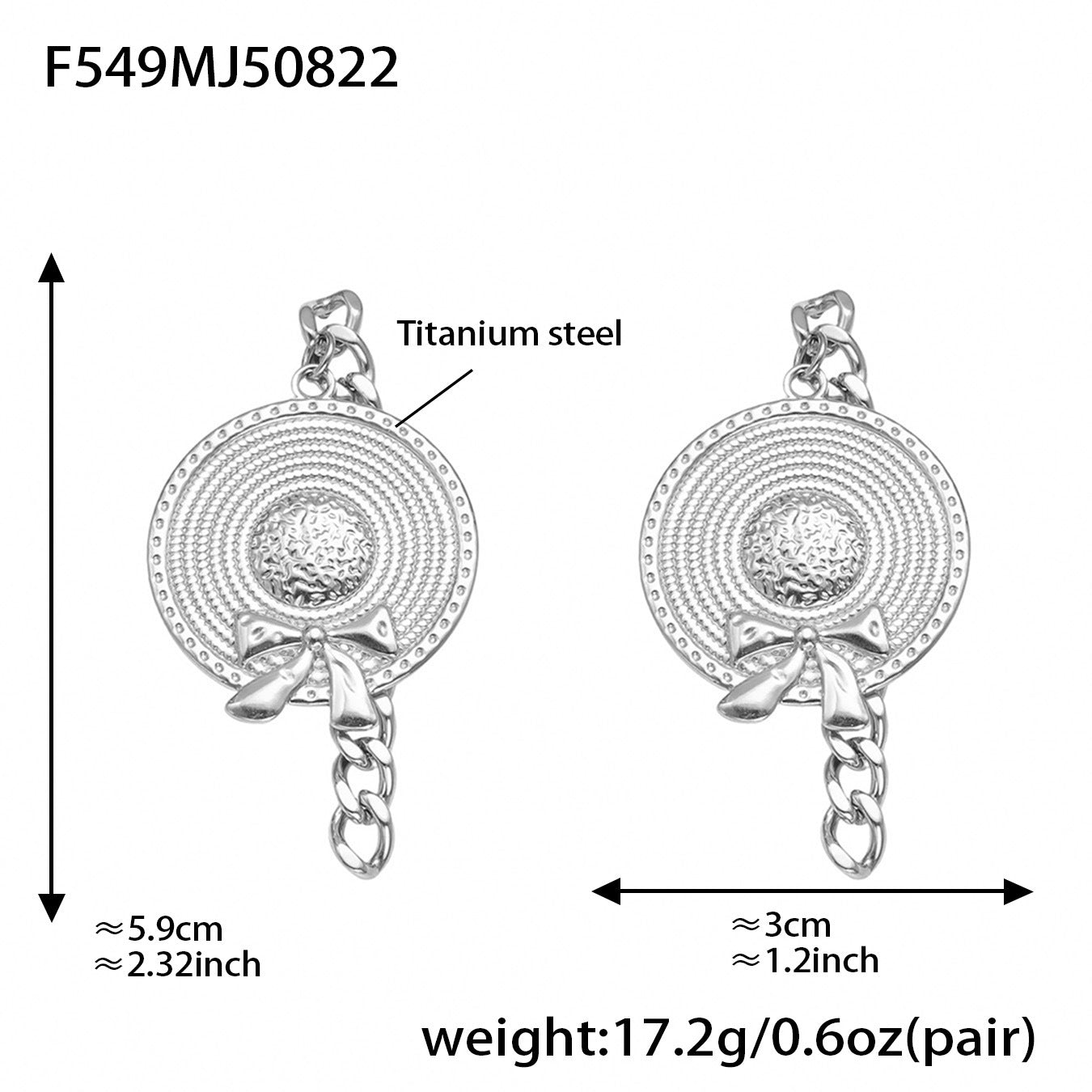 Pendientes de acero inoxidable con borlas y lazo para sombrero de estilo festivo