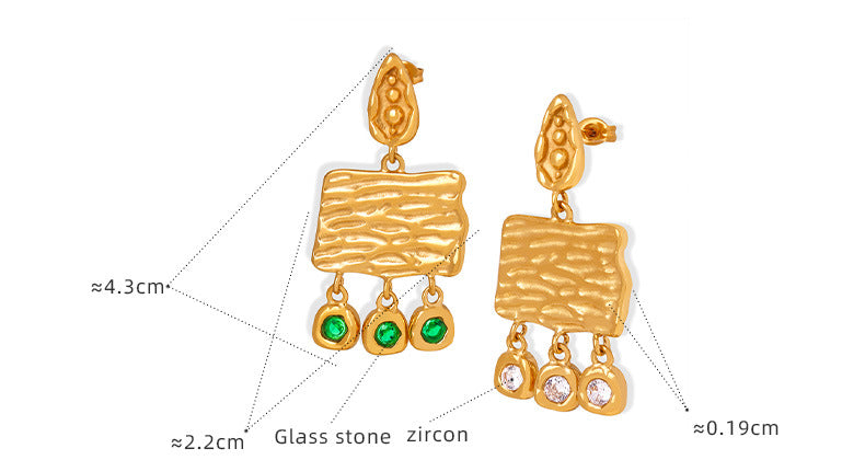 Pendientes de borlas rectangulares con circonitas