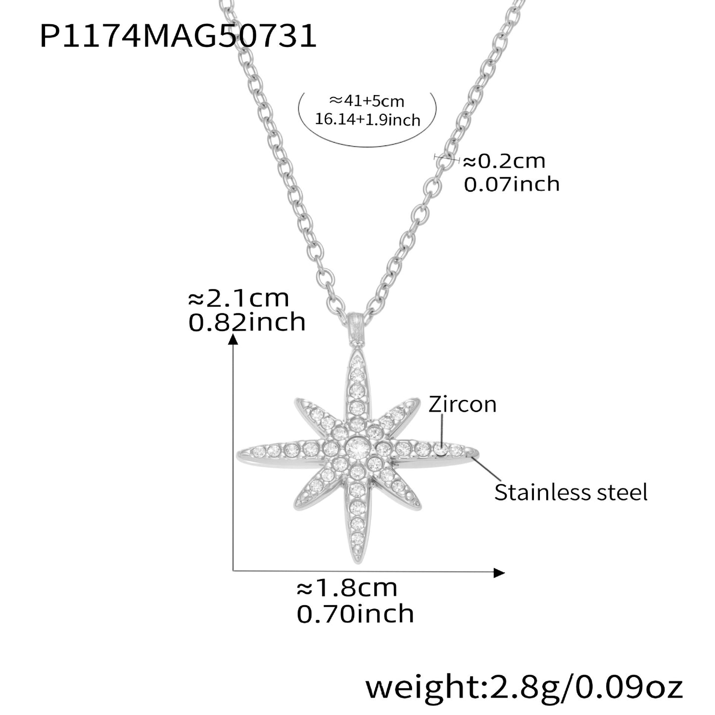 Collar con colgante de estrella de ocho puntas para mujer