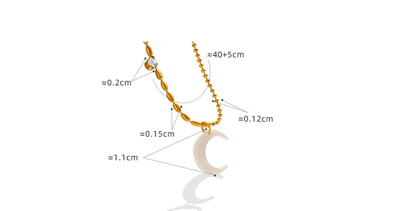Collar de concha blanca con circonitas Crescent Bay para mujer
