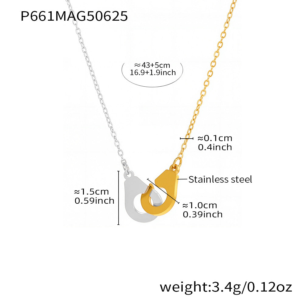 Personalized Color matching Handcuff Necklace 18k Gold Plated