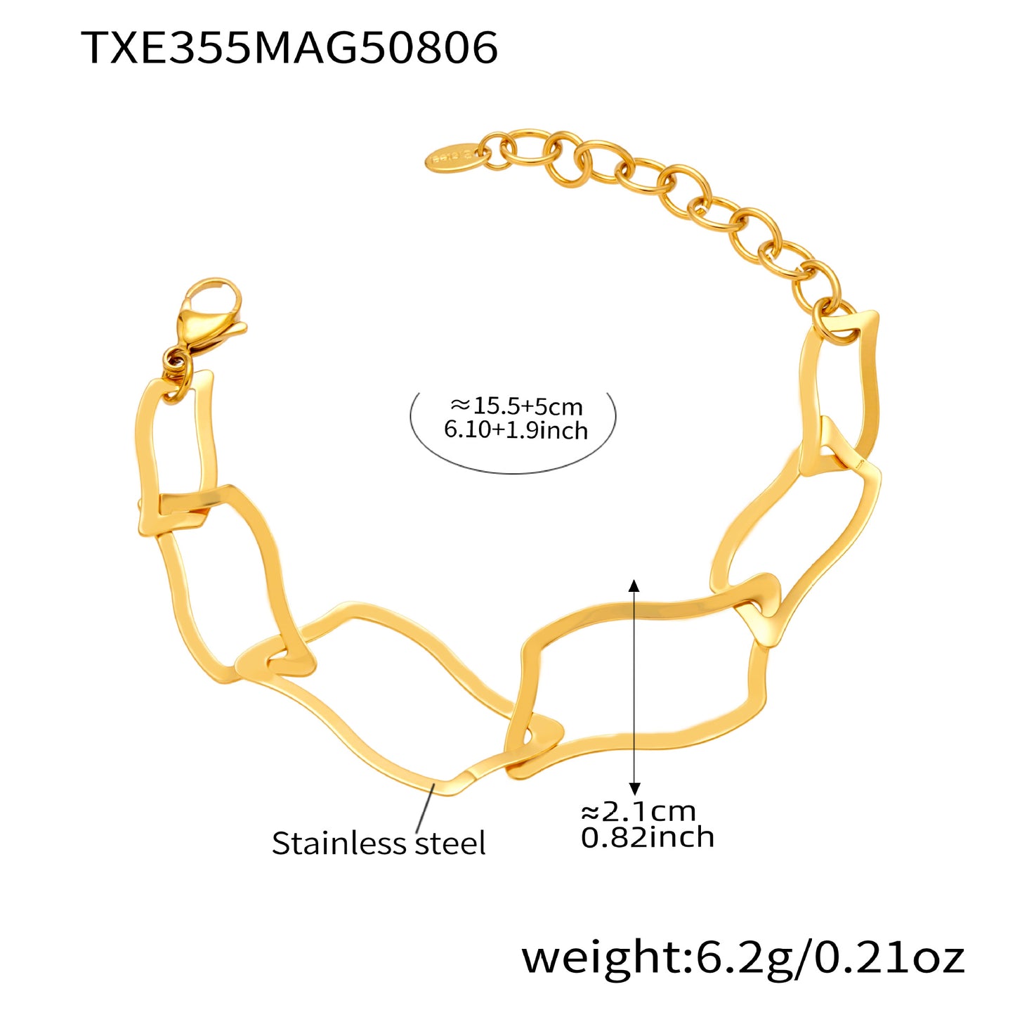 Pulsera de oro de 18 quilates con combinación de cuadriláteros irregulares