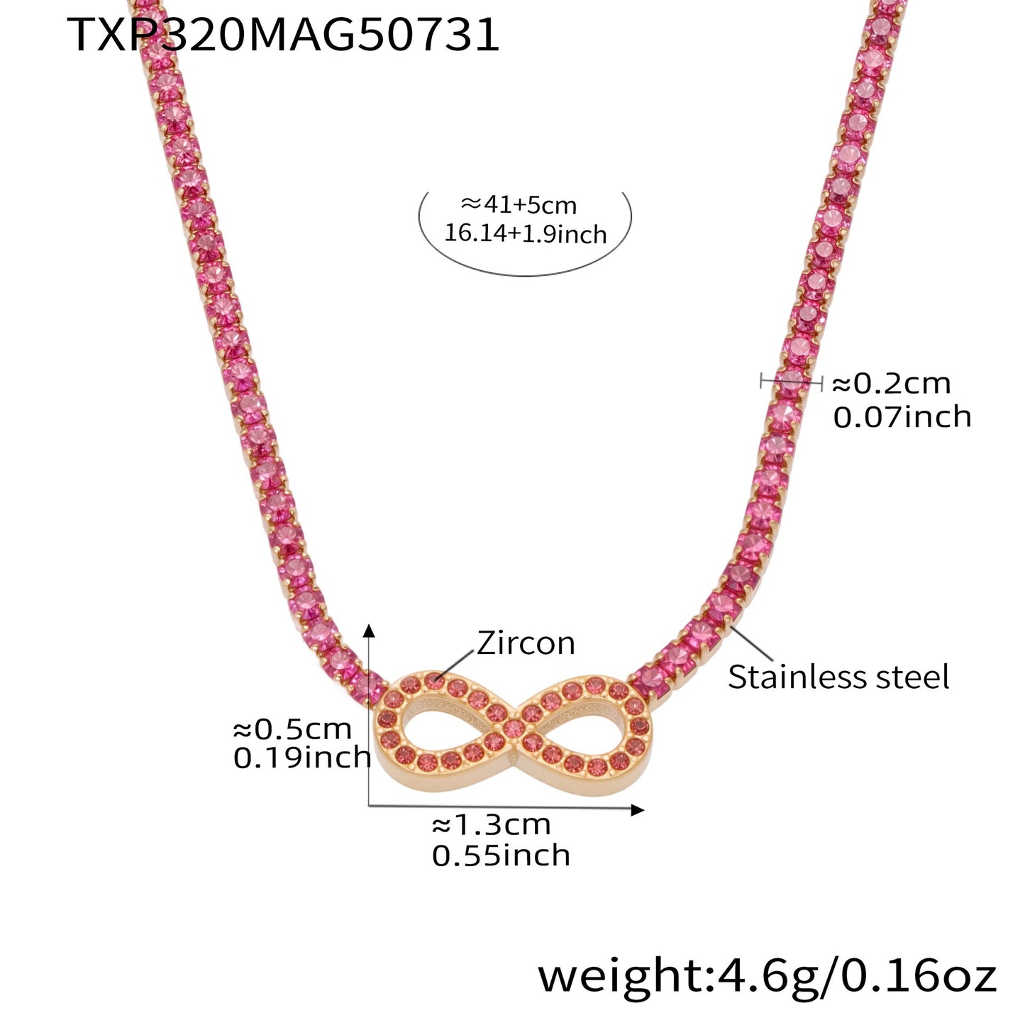 Collar de circonita número 8 de acero inoxidable