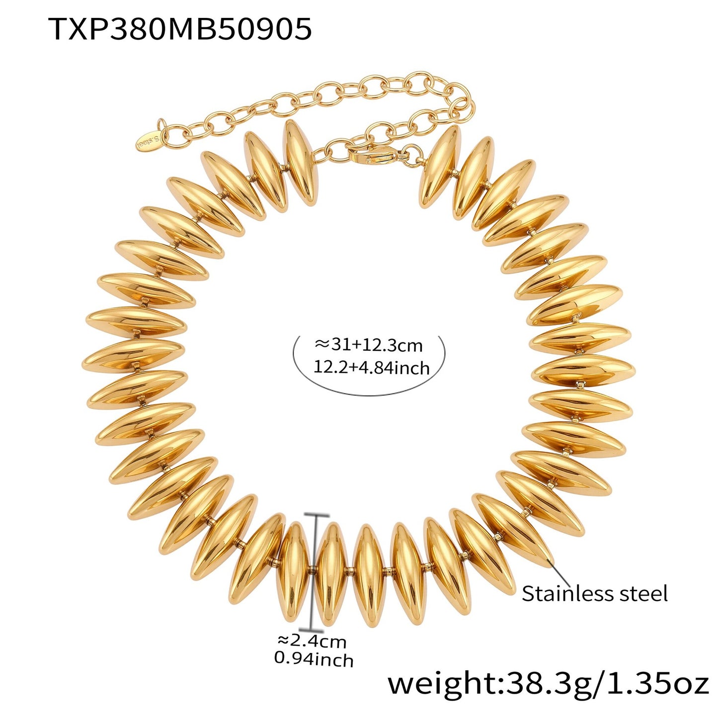 Nuevo collar Torpedo de Heavy Industry, ensamblado a mano, de acero inoxidable