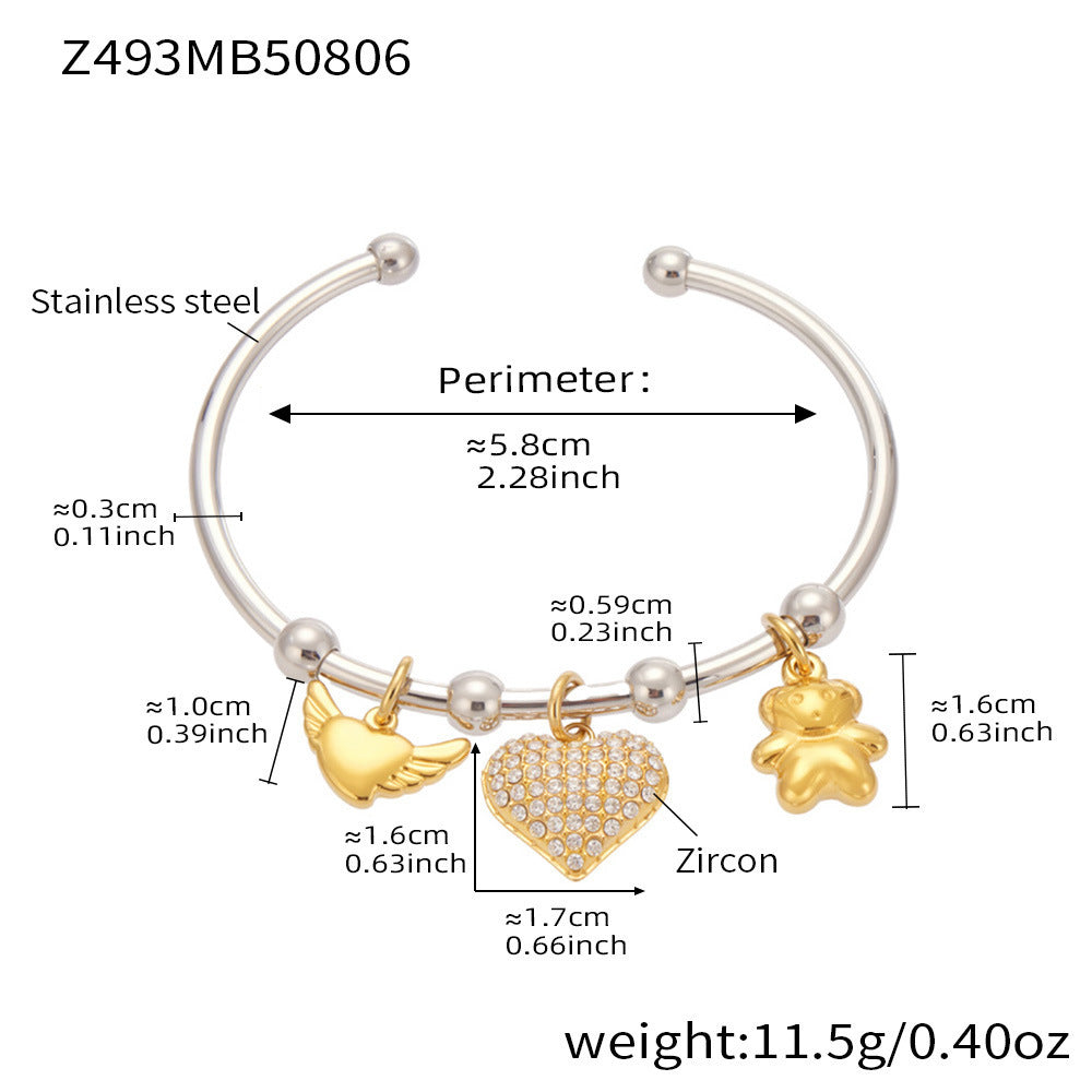Brazalete geométrico multipieza de acero inoxidable