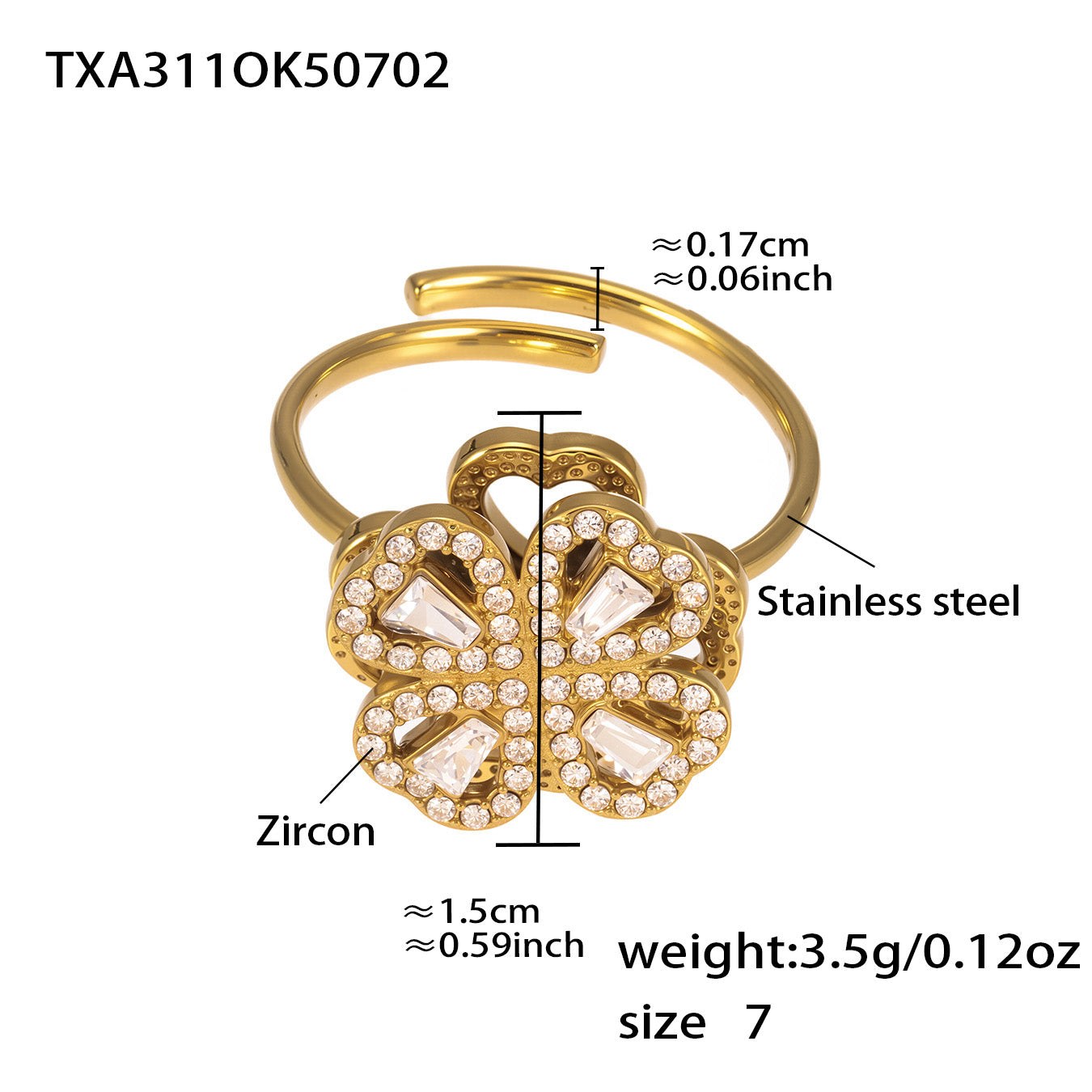 Anillo de flor de circón
