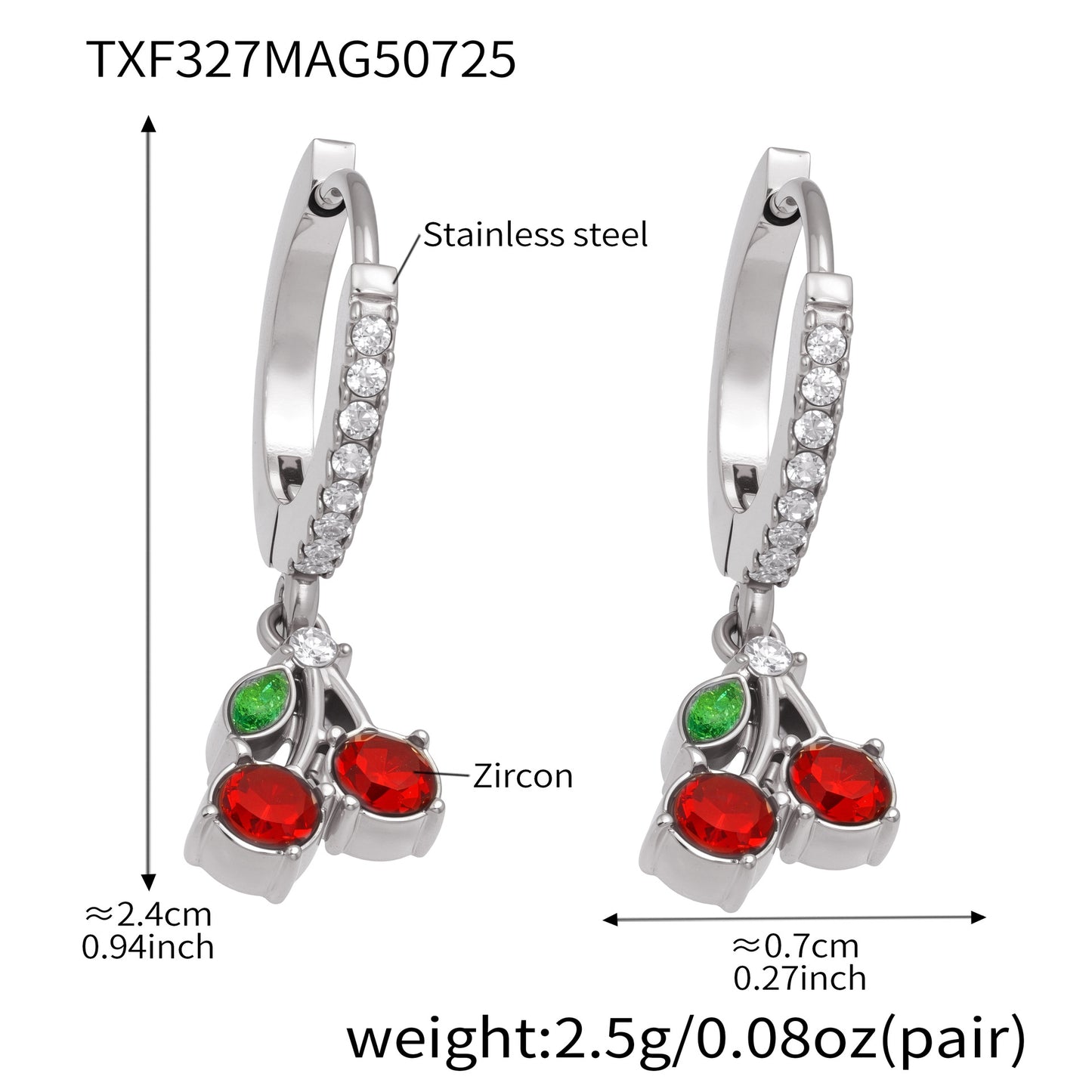 Pendientes de cereza con circonita