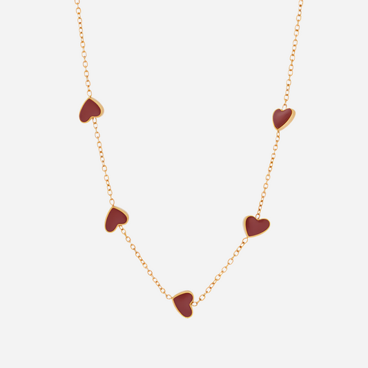 Collar con colgante de esmalte de corazón con candado de amor