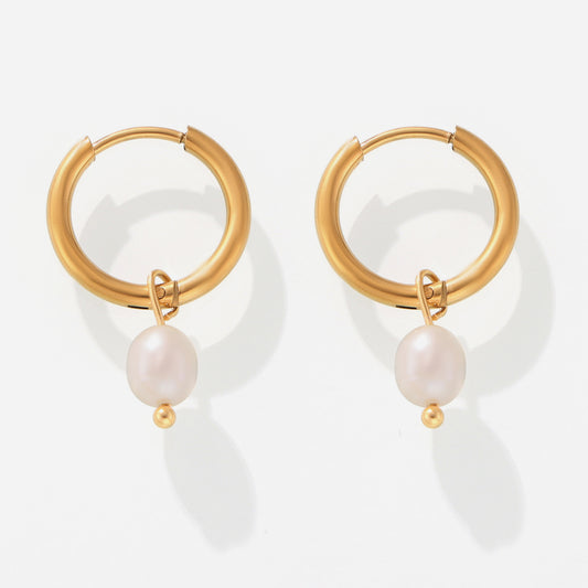 Pendientes de aro con perlas