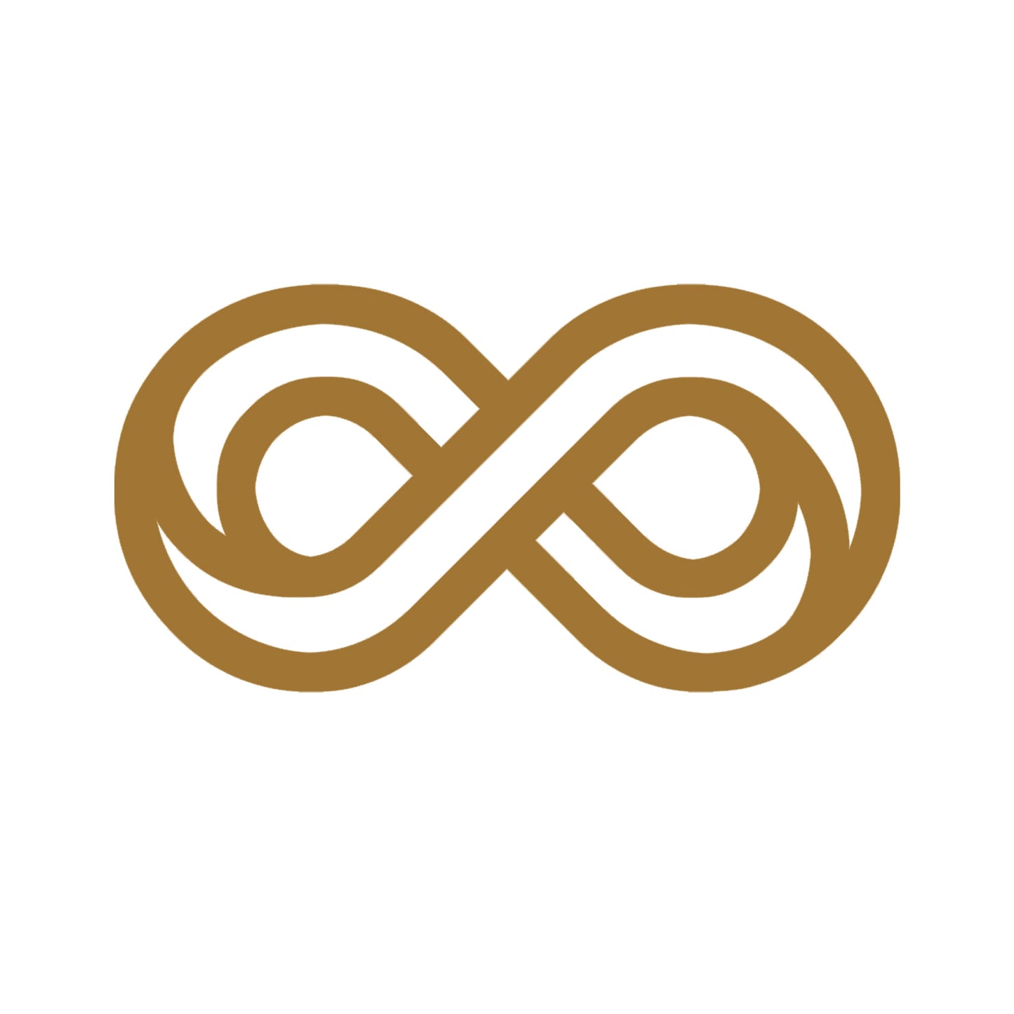 Infinite symbol in gold on a white background
