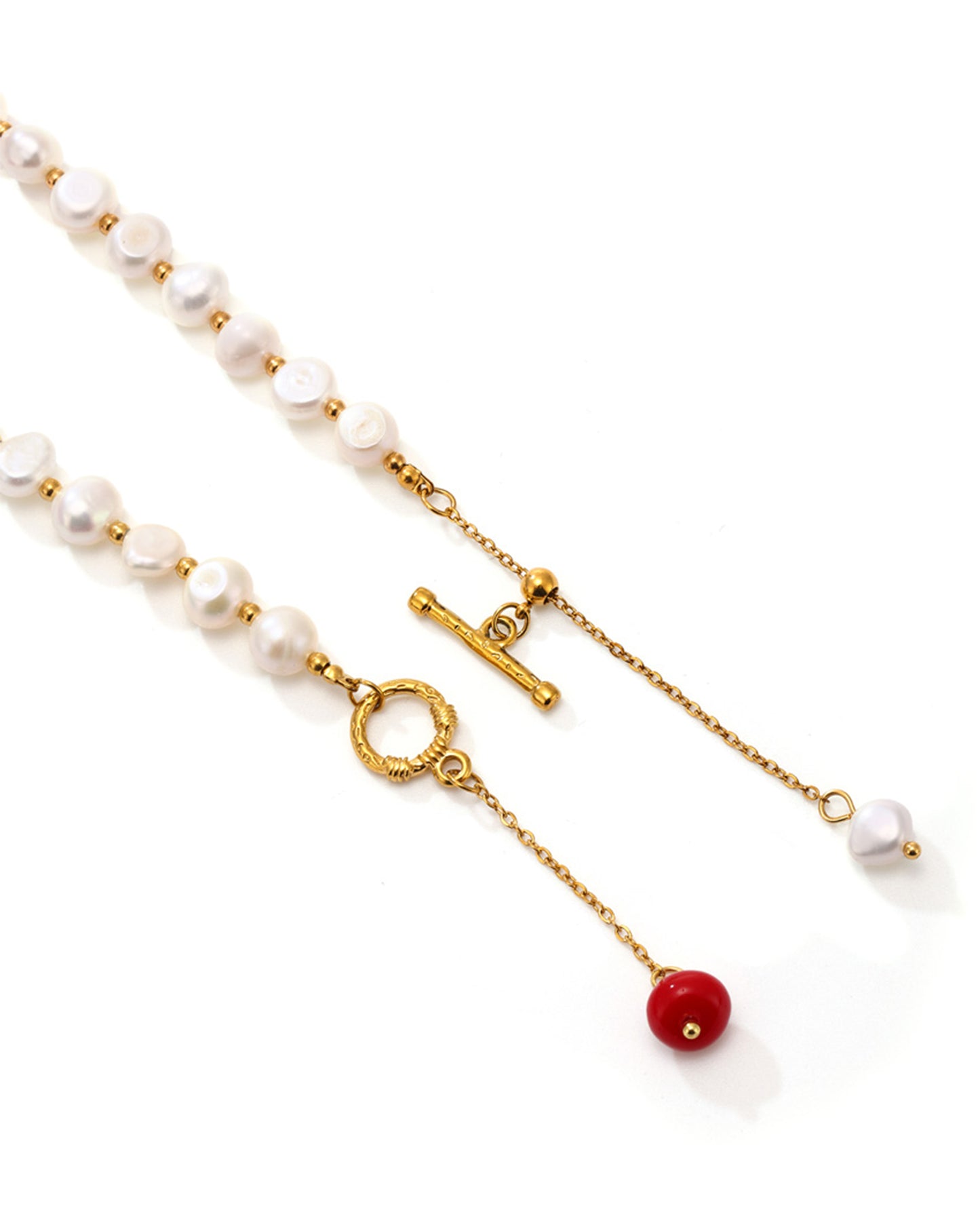 Elegant Freshwater Pearl Bracelet with OT Clasp & Tassel | Natural Stone Accent