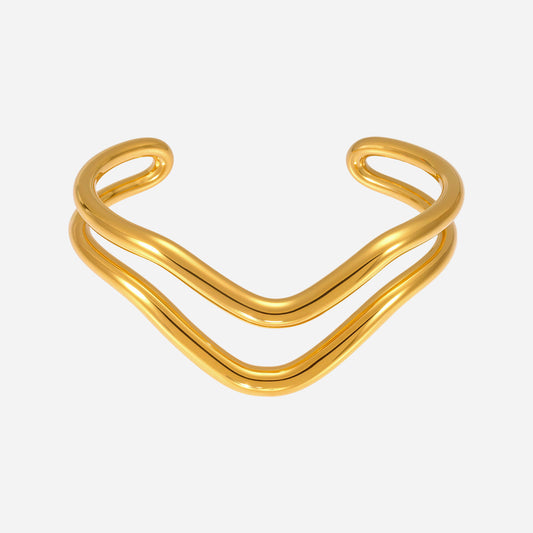 Brazalete abierto liso New Wave Line de acero inoxidable