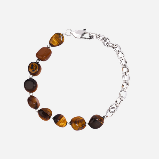 Pulsera de cuentas hecha a mano con piedra de ojo de tigre natural