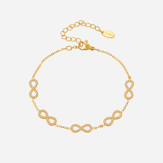 Pulsera de acero inoxidable con circonitas y número 8