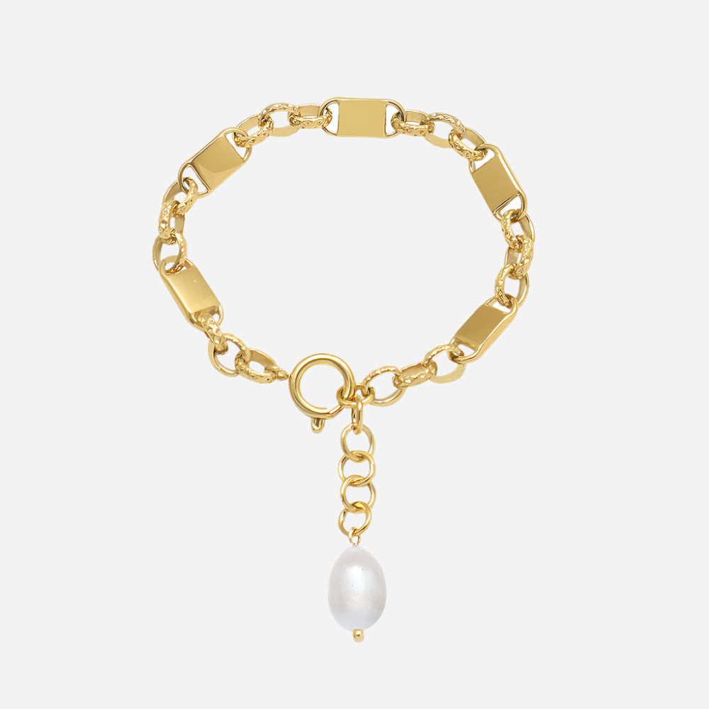 Pulsera de perlas de agua dulce de oro de 18 quilates para mujer