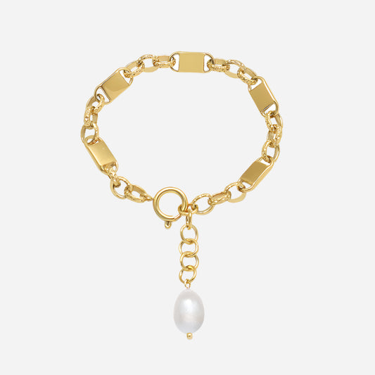 Pulsera de perlas de agua dulce de oro de 18 quilates para mujer