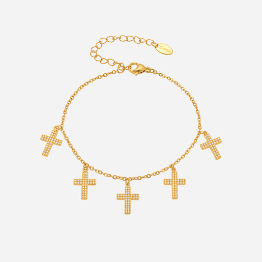 Pulsera cruzada de acero inoxidable y color dorado