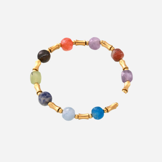 Pulsera de cuentas de piedra natural de color dopamina