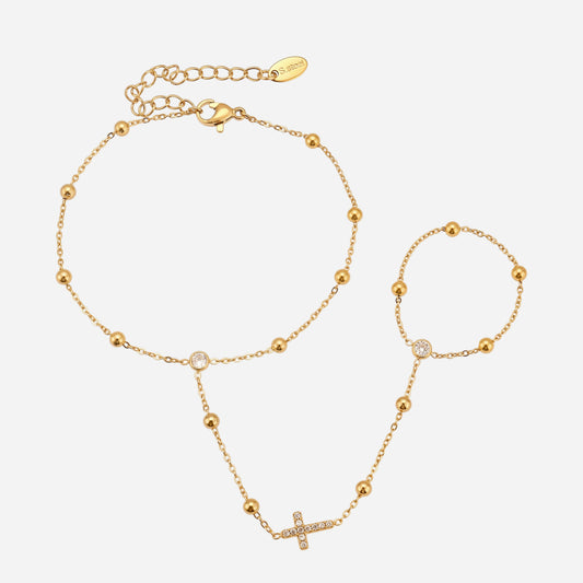 Preciosa pulsera de acero inoxidable con circonita 5A