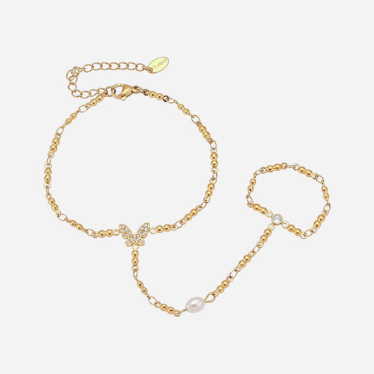 Pulsera de mujer de acero inoxidable con circonitas bañada en oro de 18 quilates (Praise)