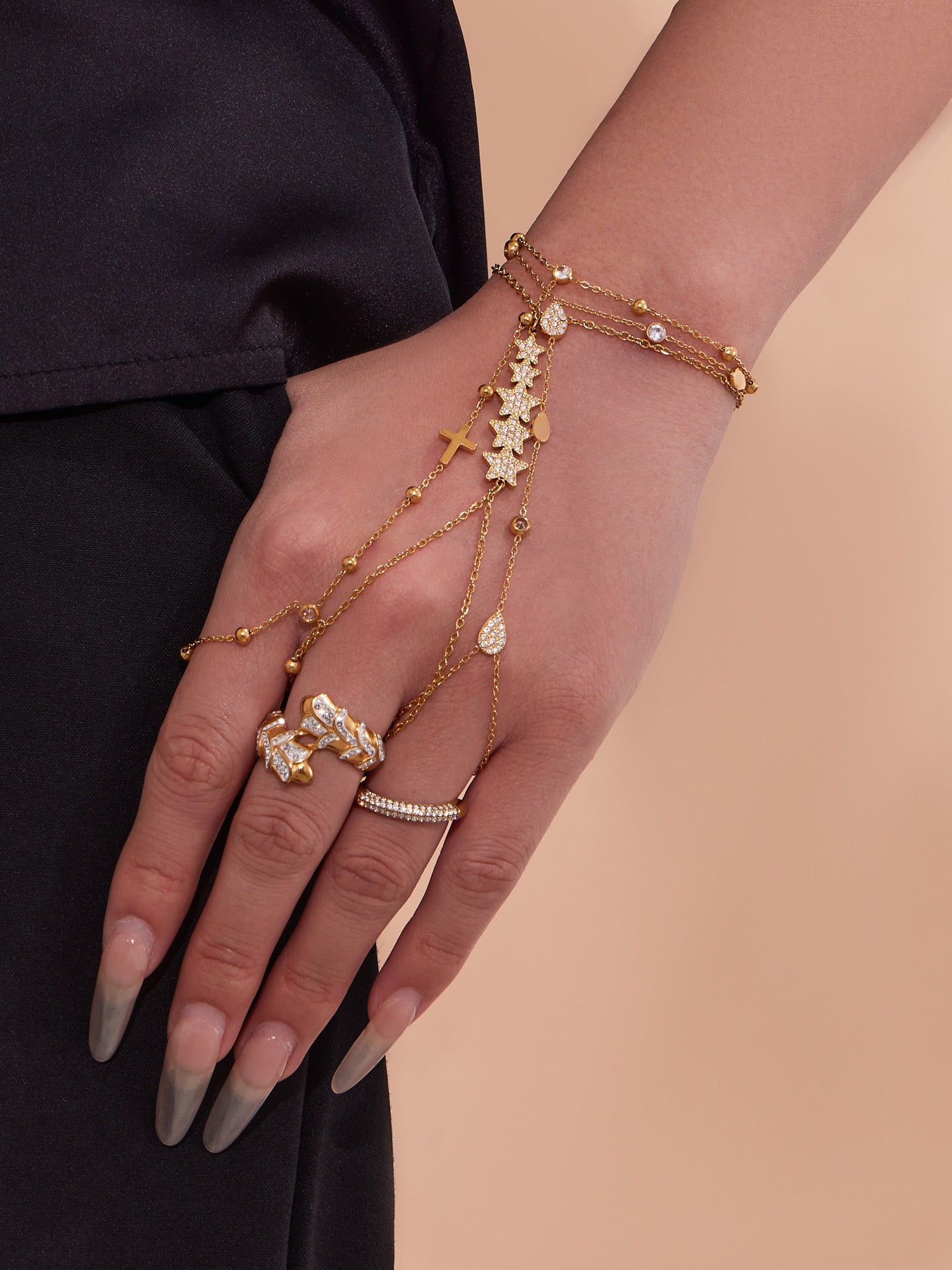 18k Gold Plated Women's Bracelet Stainless Steel With Zircon (Praise)