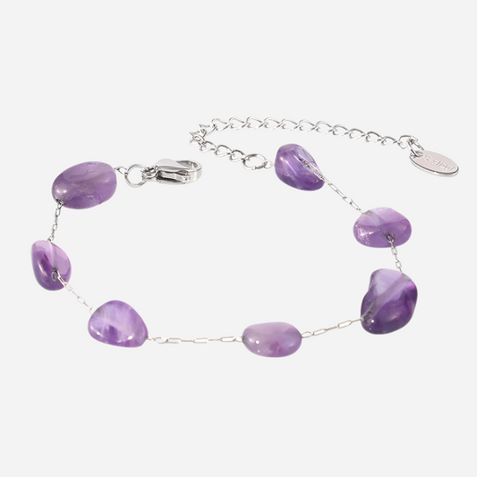 Pulsera de piedra natural morada irregular