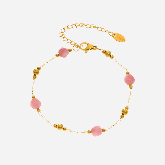 Pulsera de ágata facetada hecha a mano en acero inoxidable