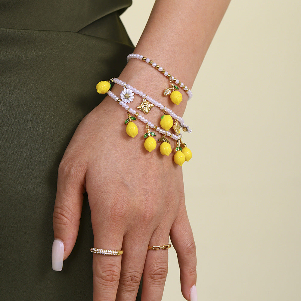Resin Small Lemon Bracelet Stainless Steel
