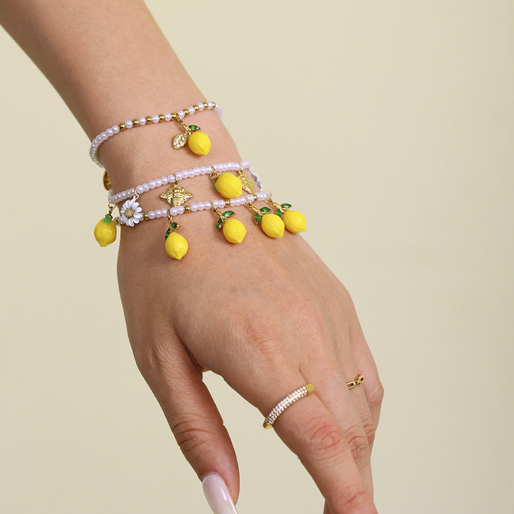 Resin Small Lemon Bracelet Stainless Steel