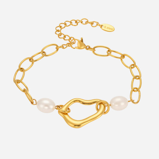 Pulsera de acero inoxidable con diseño de corazón irregular