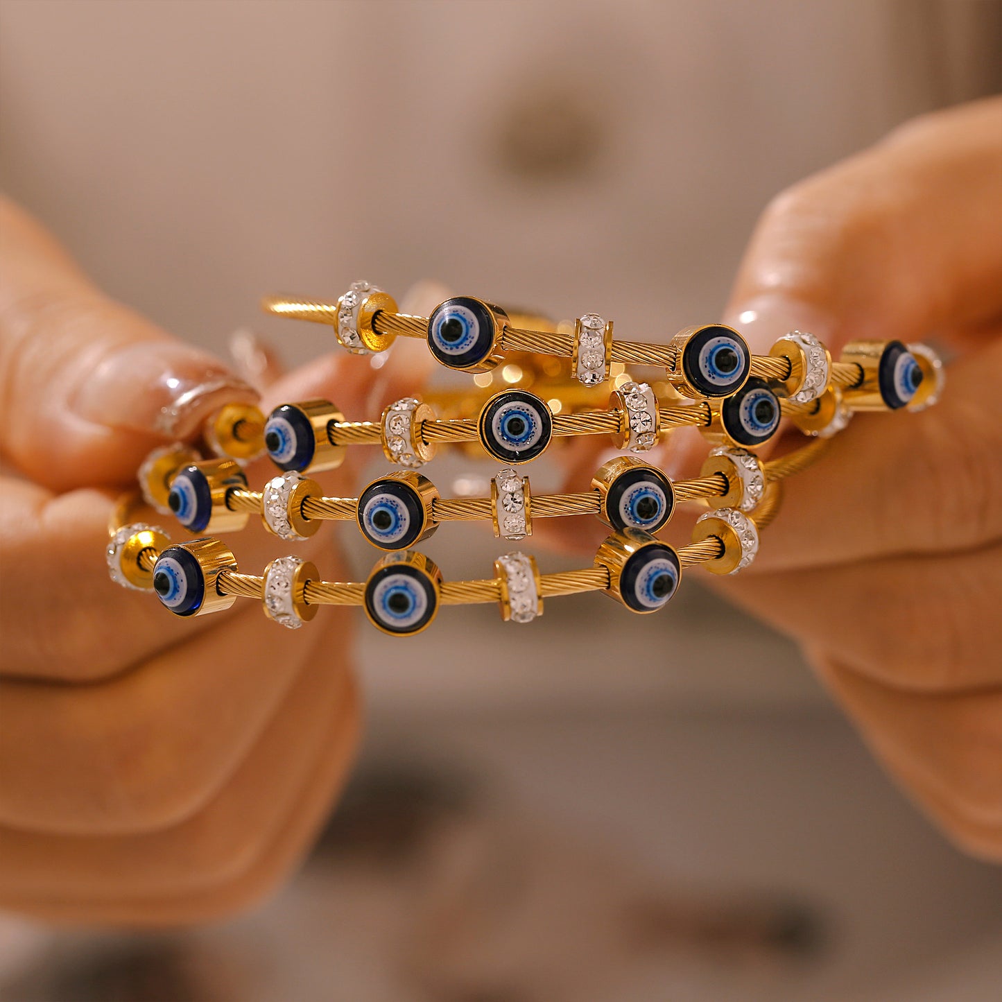 Pulseras retro con aceite de goteo de ojo del diablo