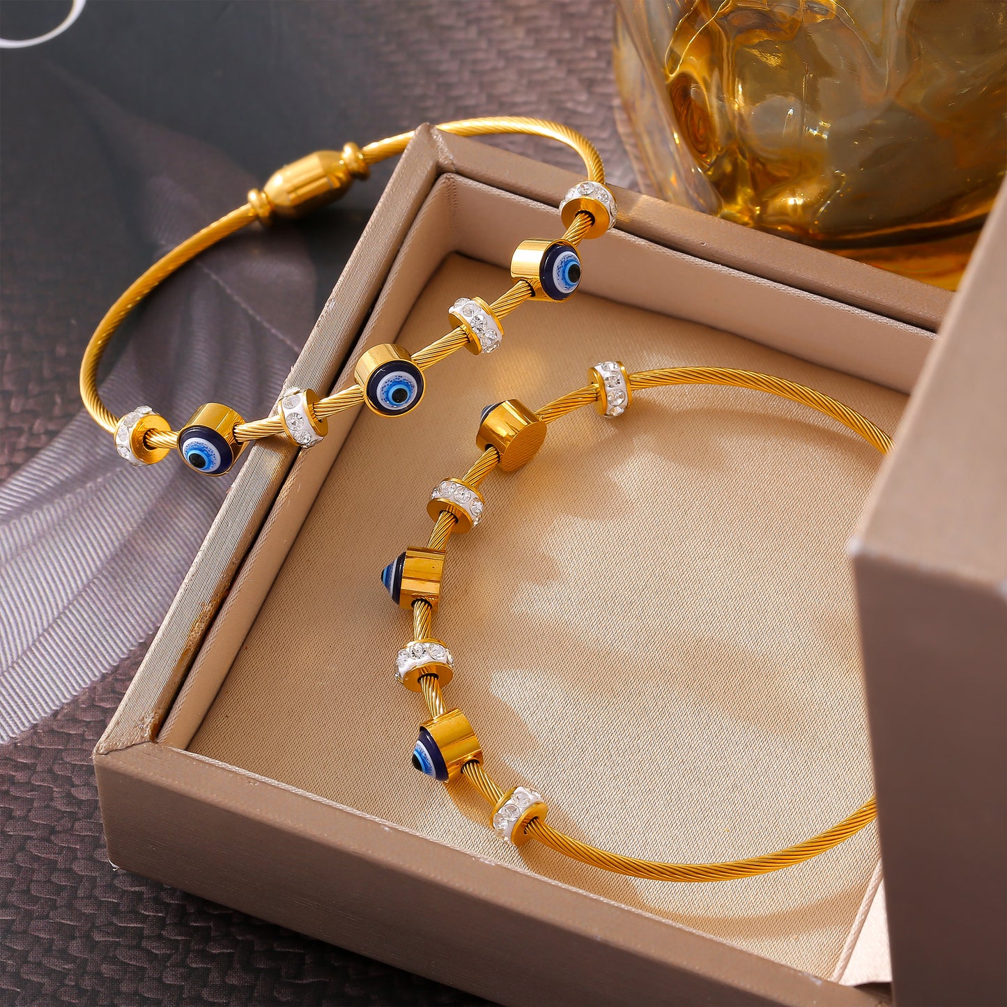 Pulseras retro con aceite de goteo de ojo del diablo