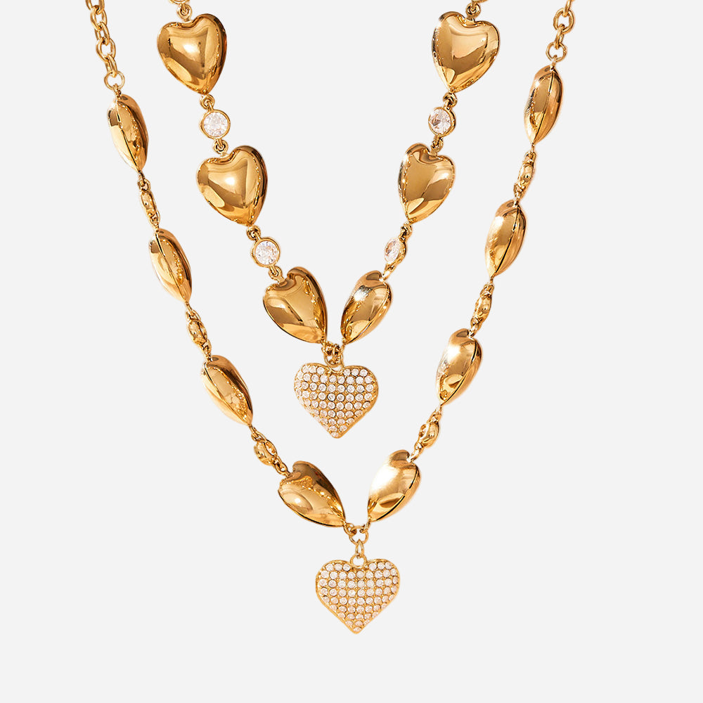 Ever-Loving Heart Stainless Steel Zircon Necklace