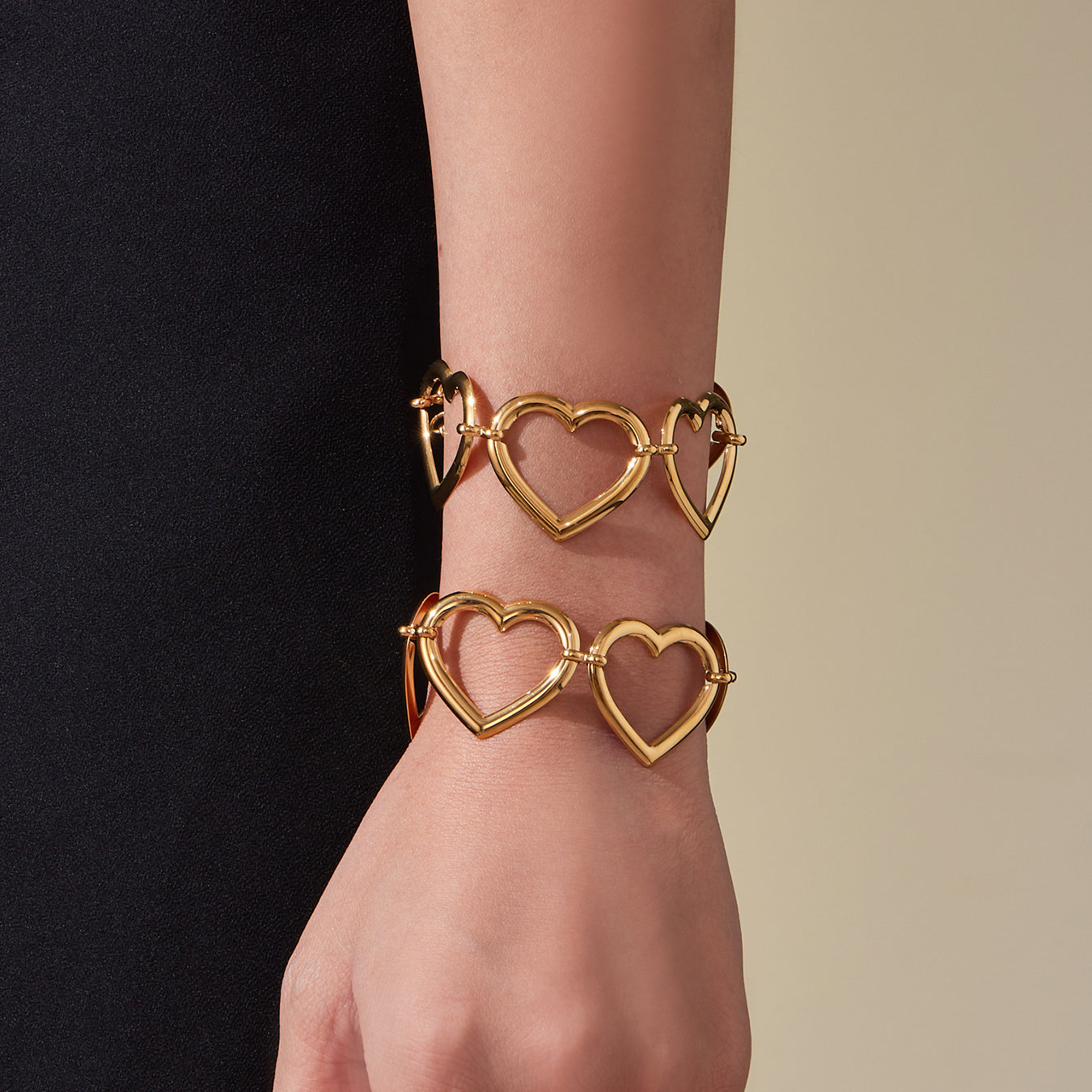 Golden Linked Heart Bracelet | 18K Gold Plated Stainless Steel Jewelry (Steadfast Love Bracelet)