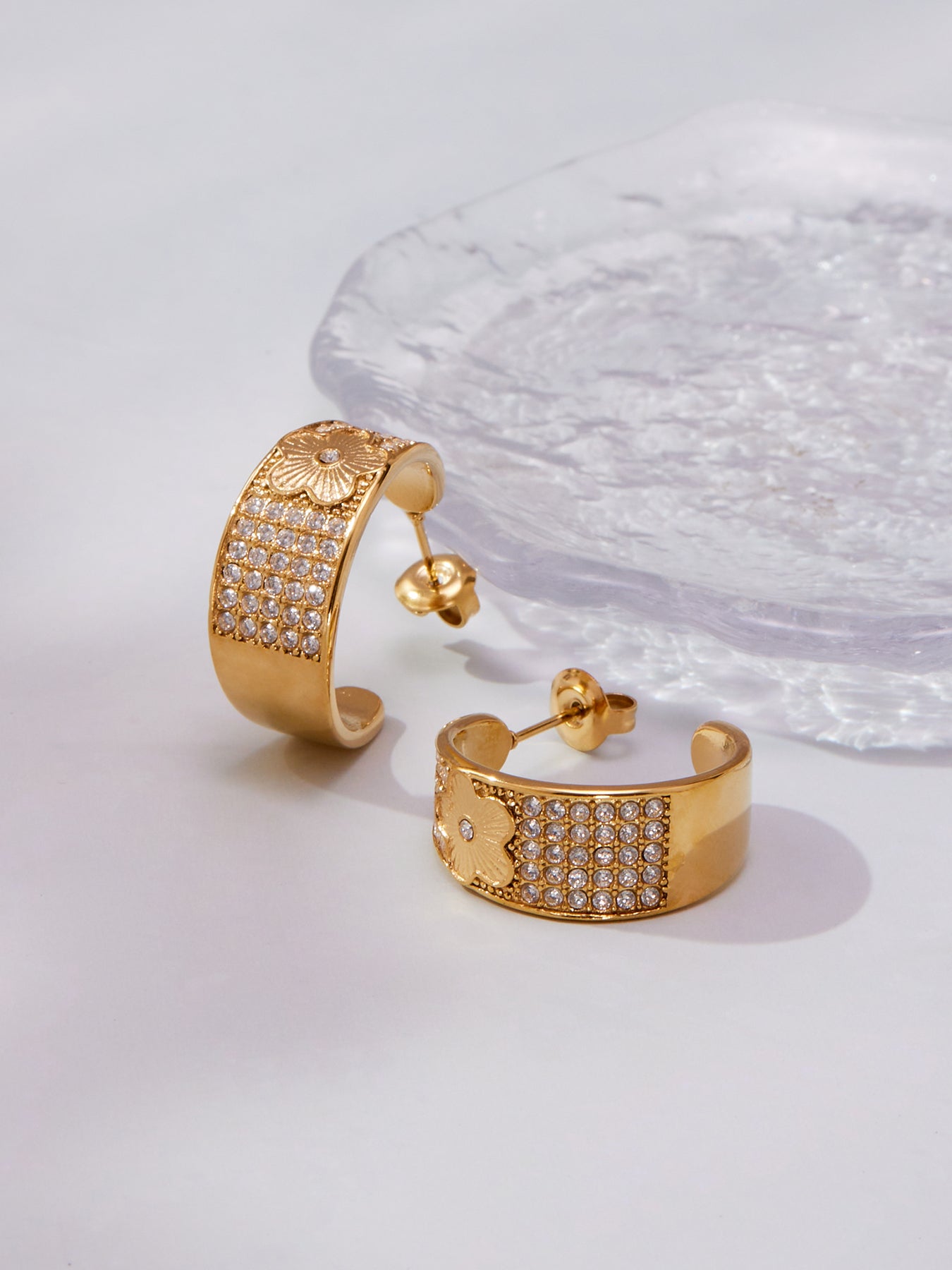 Graceflow Hoops Stainless Steel Zircon Earrings