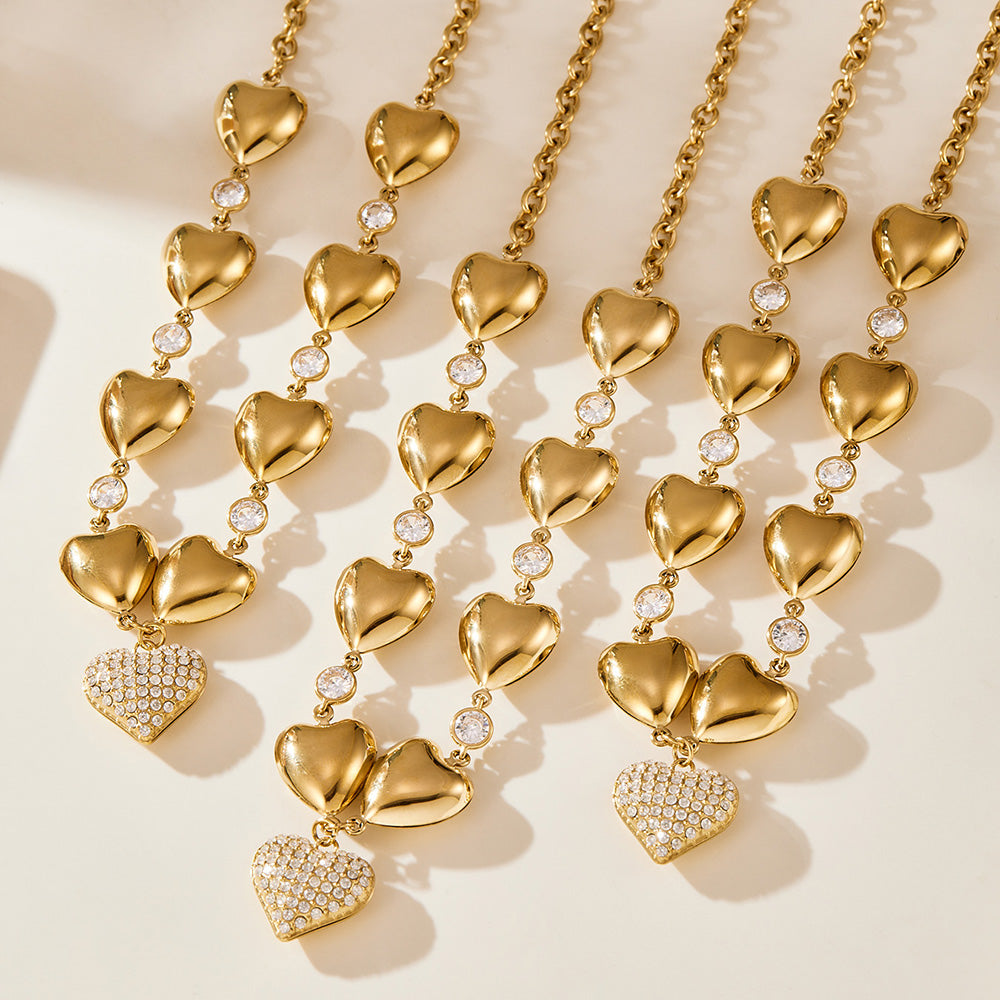 Ever-Loving Heart Stainless Steel Zircon Necklace