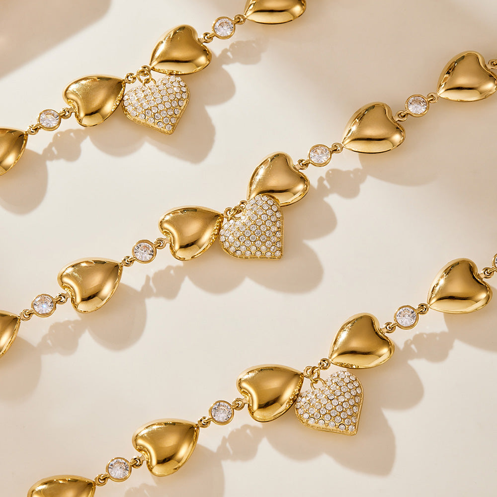 Ever-Loving Heart Stainless Steel Zircon Necklace
