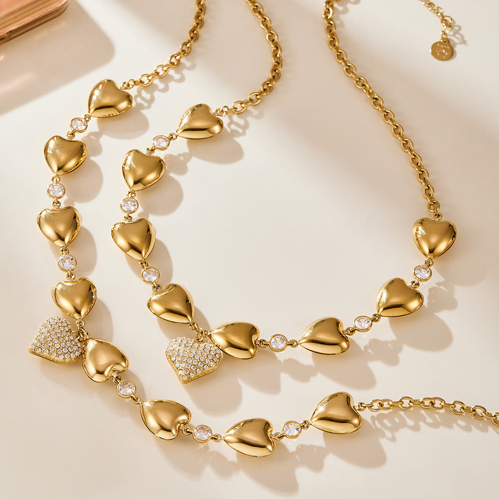 Ever-Loving Heart Stainless Steel Zircon Necklace