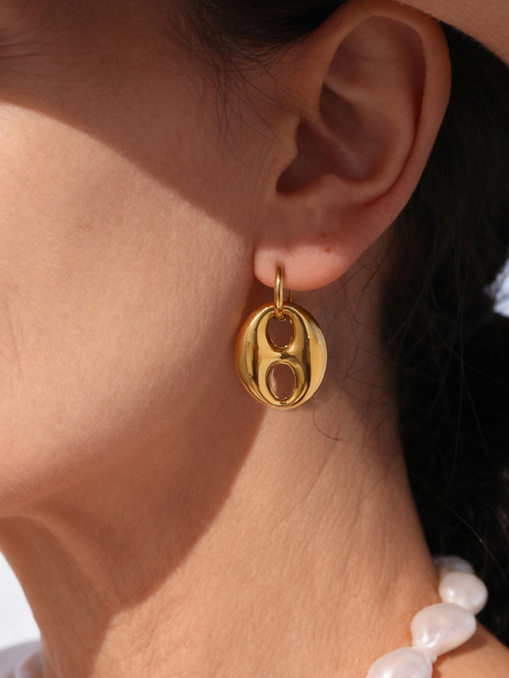 Coffee Bean Design Stainless Steel Earrings For Women