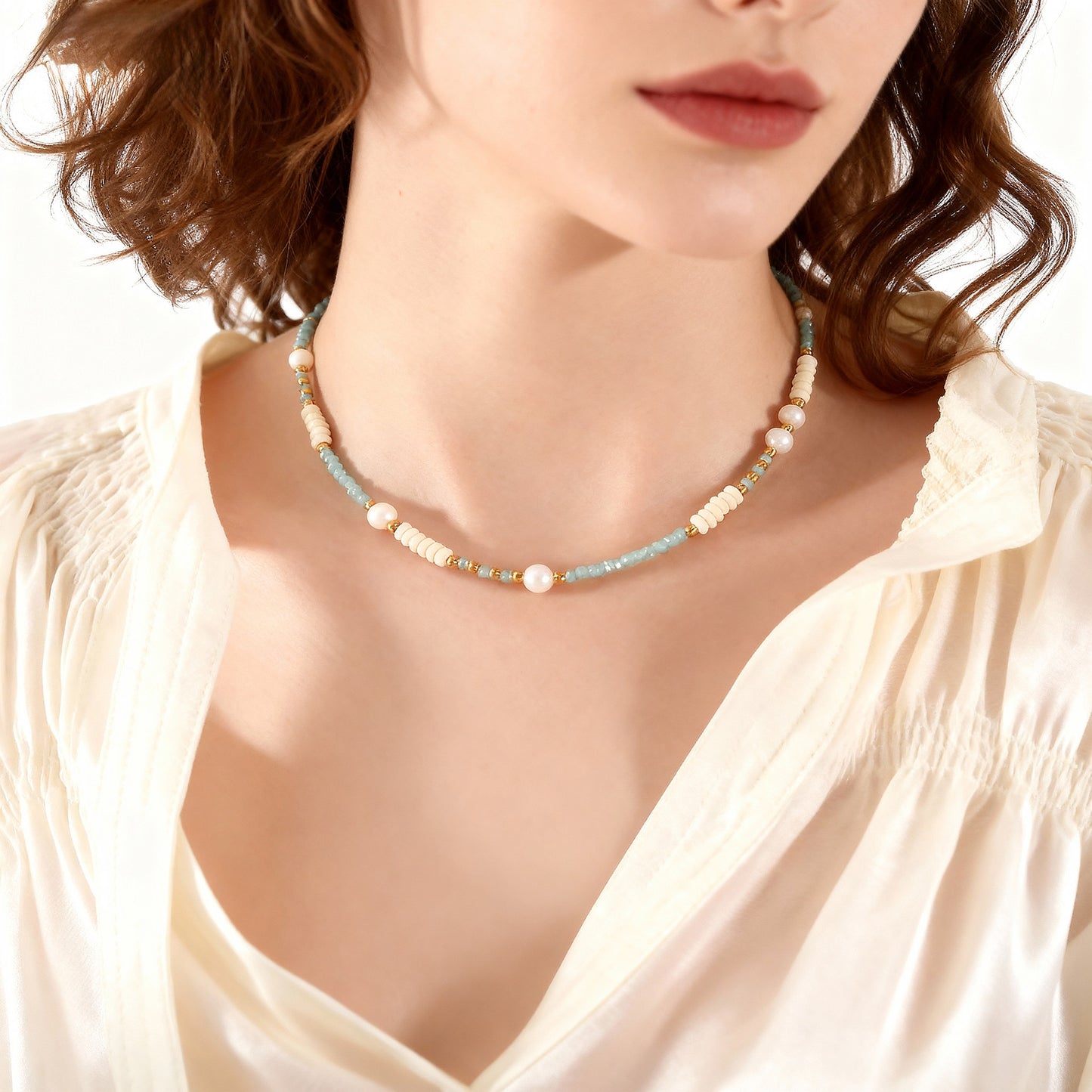 Color Pop Beaded Necklace with Freshwater Pearls & Glass Beads