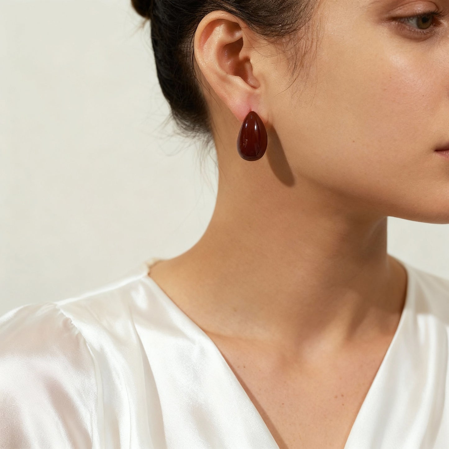 Copper Enamel Glazed Water Droplet Hollow Earrings