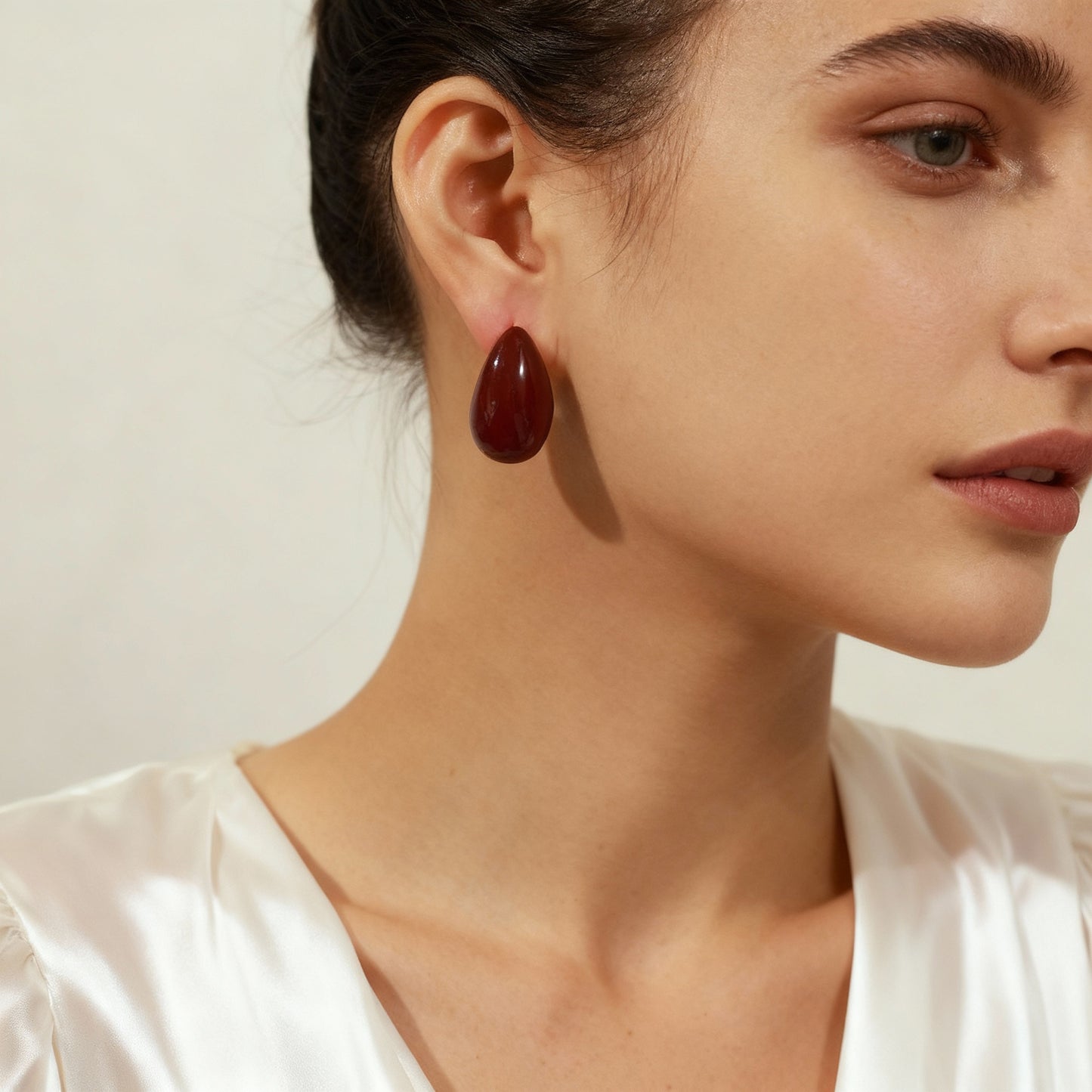 Copper Enamel Glazed Water Droplet Hollow Earrings