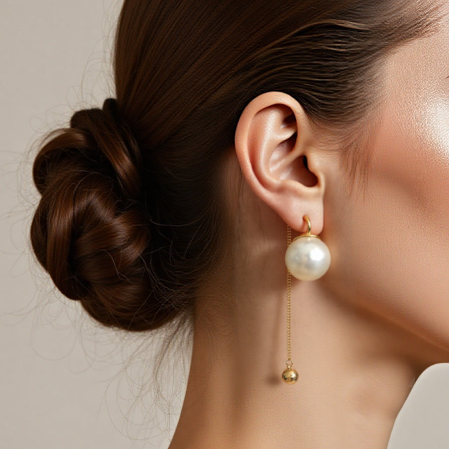 Pendientes de flecos de diseñador con detalles de perlas